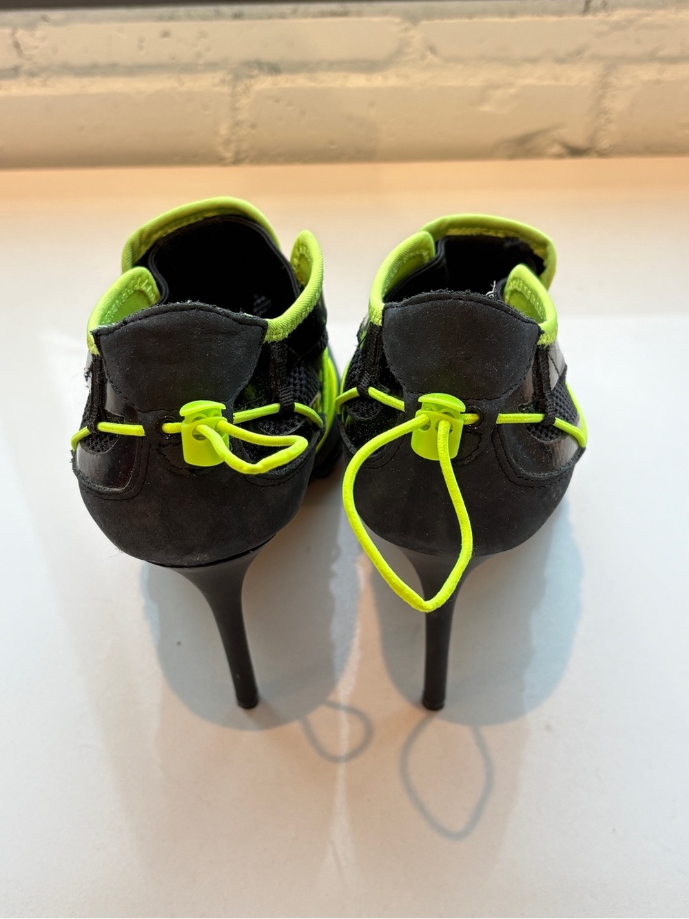 Black & Neon Green High Heel Sneaker - Picture 4 of 6